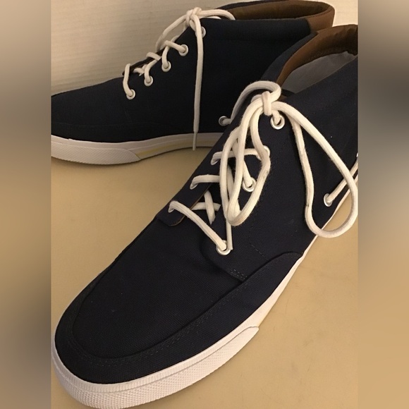 Polo By Ralph Lauren men blue canvas leather High top sneaker size 12 medium - Picture 2 of 11